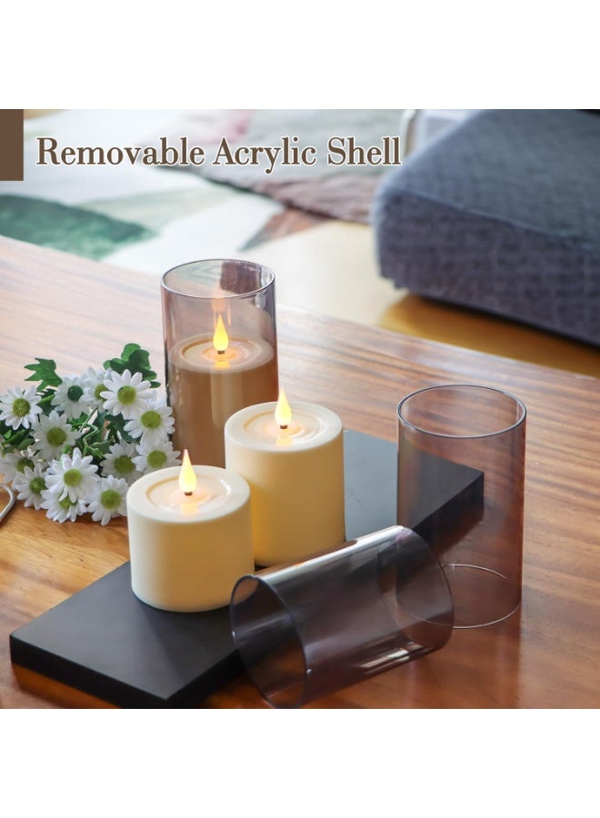 LYNLYN 3PCS Flameless LED Pillar Candles with Remote and Timer, Flickering Battery Operated Candles with Teardrop Wick and Melting Wax Design, Safe Acrylic/Glass Look Candles for Home and Holiday Decor - Image 5